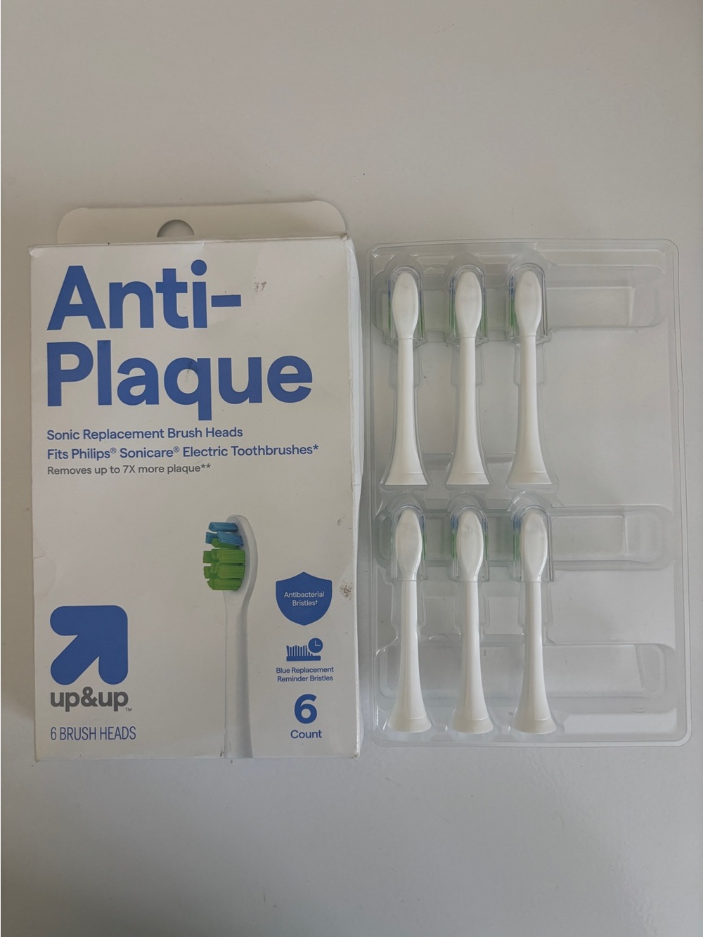 Anti-Plaque Sonic Replacement Brush Heads - 6ct - White - up&up - Open Box - Picture 3 of 6